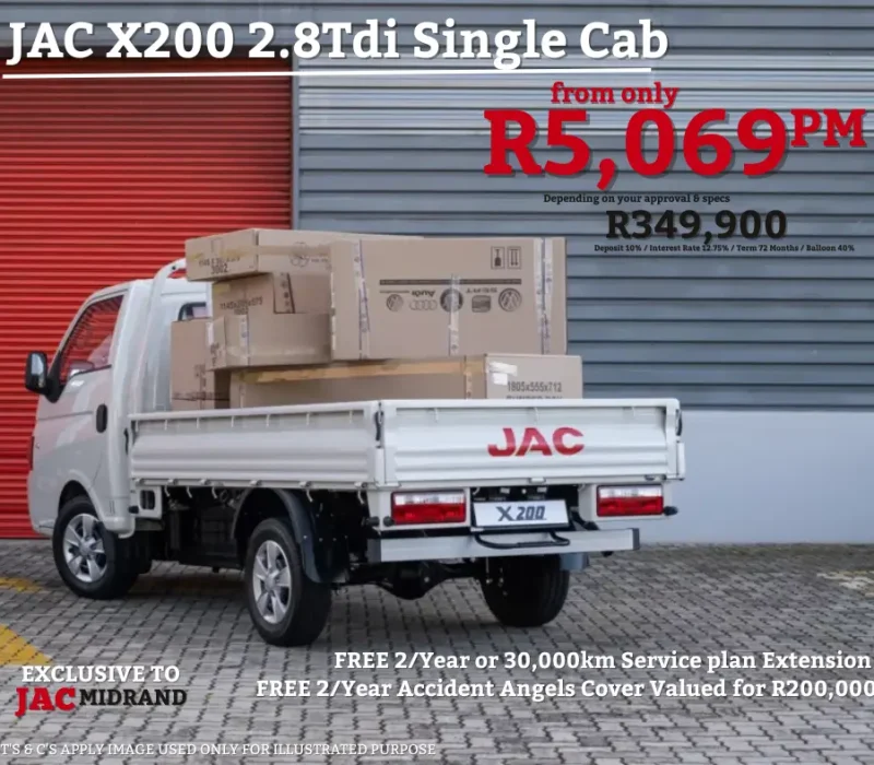 JAC Midrand X200 2.8 Single Cab from R5069pm
